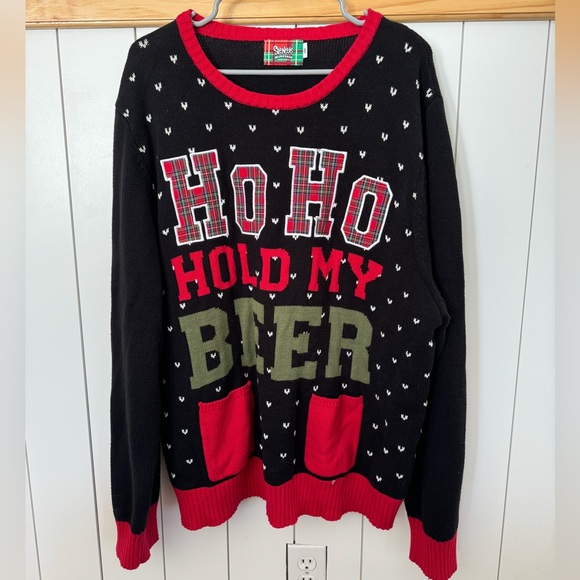 Spencer’s Ugly Sweater Christmas Party Hold My Beer Knit Plus - Picture 1 of 9